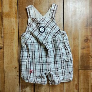 Koala baby size 6 to 9 mos plaid overall shorts sailboat neutral nautical
